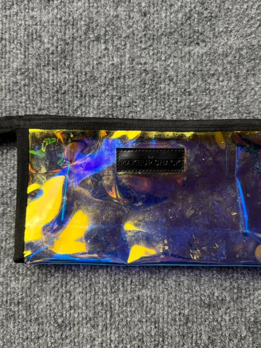 The Makeup Shack Iridescent Cosmetic Bag Clear Holographic Makeup Pouch Zipper